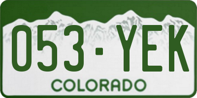CO license plate 053YEK
