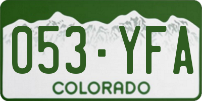 CO license plate 053YFA