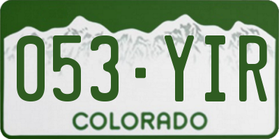 CO license plate 053YIR