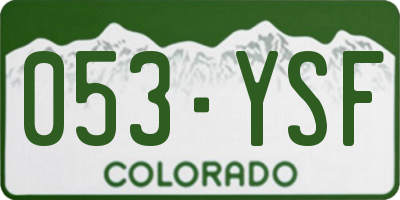 CO license plate 053YSF