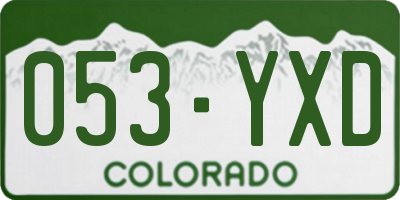 CO license plate 053YXD