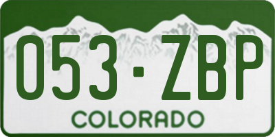CO license plate 053ZBP