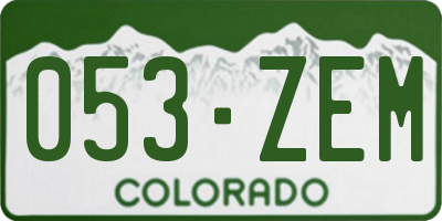 CO license plate 053ZEM