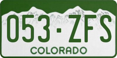 CO license plate 053ZFS