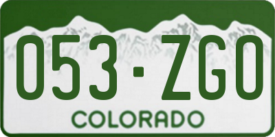 CO license plate 053ZGO