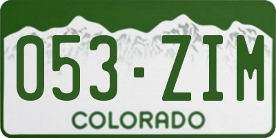 CO license plate 053ZIM