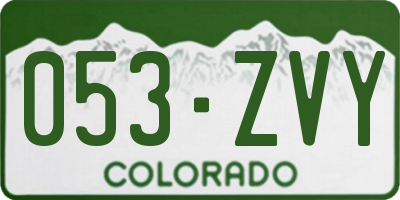 CO license plate 053ZVY