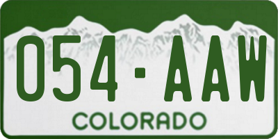 CO license plate 054AAW