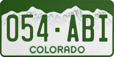 CO license plate 054ABI