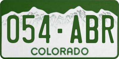 CO license plate 054ABR