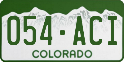 CO license plate 054ACI