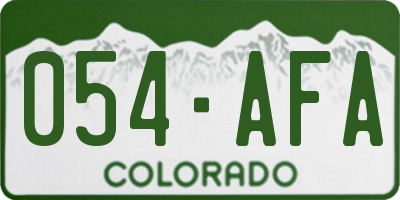 CO license plate 054AFA