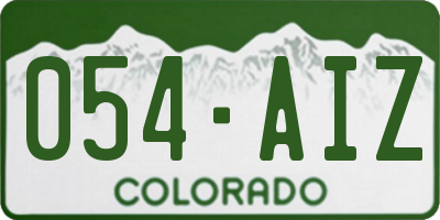 CO license plate 054AIZ
