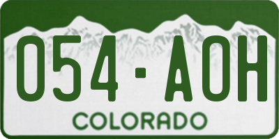 CO license plate 054AOH