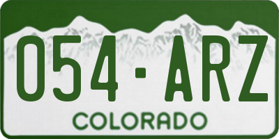 CO license plate 054ARZ