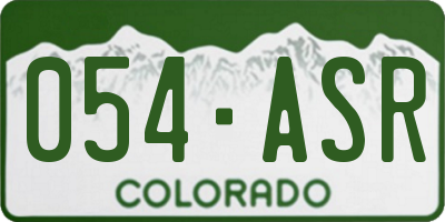 CO license plate 054ASR