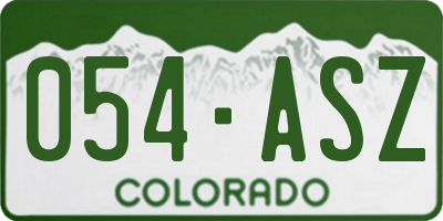 CO license plate 054ASZ