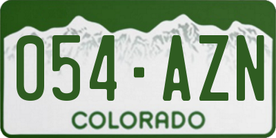 CO license plate 054AZN