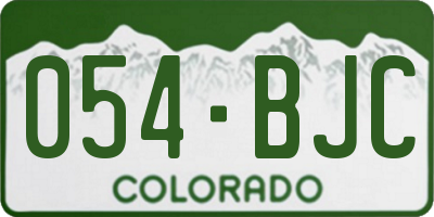 CO license plate 054BJC