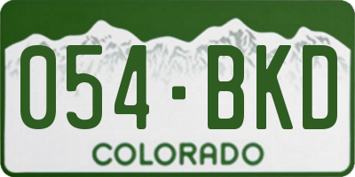 CO license plate 054BKD