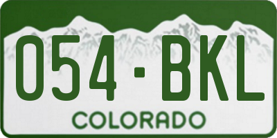 CO license plate 054BKL
