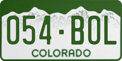 CO license plate 054BOL