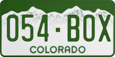CO license plate 054BOX