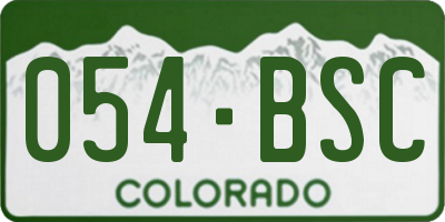 CO license plate 054BSC