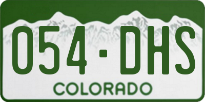 CO license plate 054DHS