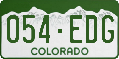 CO license plate 054EDG