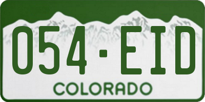 CO license plate 054EID