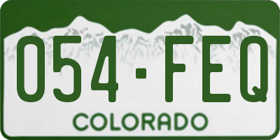 CO license plate 054FEQ