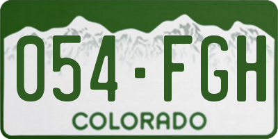 CO license plate 054FGH