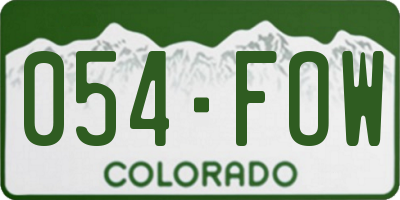 CO license plate 054FOW