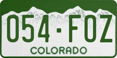 CO license plate 054FOZ