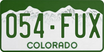CO license plate 054FUX