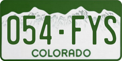 CO license plate 054FYS