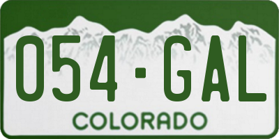 CO license plate 054GAL
