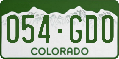 CO license plate 054GDO