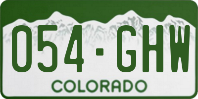 CO license plate 054GHW