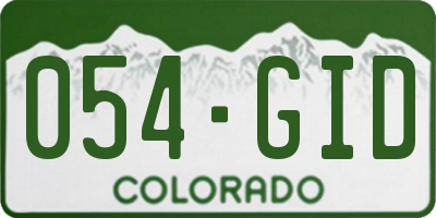 CO license plate 054GID