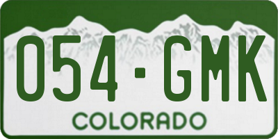 CO license plate 054GMK