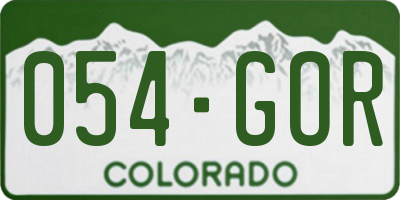 CO license plate 054GOR