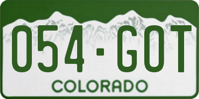 CO license plate 054GOT
