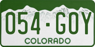 CO license plate 054GOY