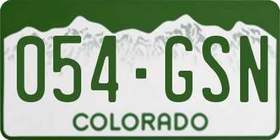 CO license plate 054GSN