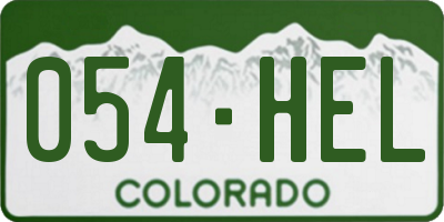 CO license plate 054HEL