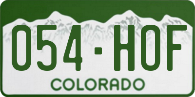 CO license plate 054HOF