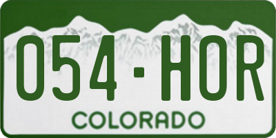 CO license plate 054HOR