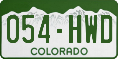 CO license plate 054HWD